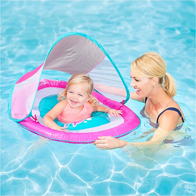 SwimWays - Spring Float Sun Protection Canopy Inflatable Baby Toddler Swim Pool Float Raft