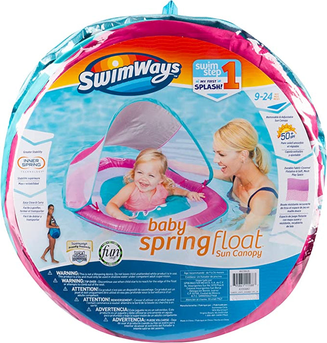 SwimWays - Spring Float Sun Protection Canopy Inflatable Baby Toddler Swim Pool Float Raft