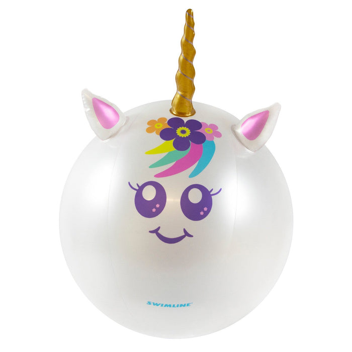 Swimline - Inflatable Rainbow Unicorn Beach Ball with Horn